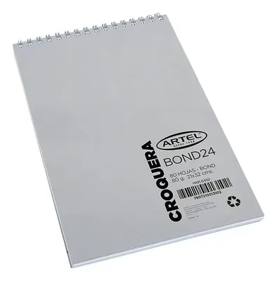 Croquera Bond 24 Espiral Oficio 21x32cm. 80 Hojas Artel Color Blanco