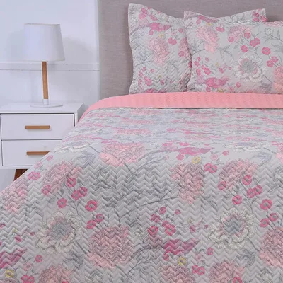 Quilt Estampado 2.5 Plazas Poliéster Mashini Coral Claro