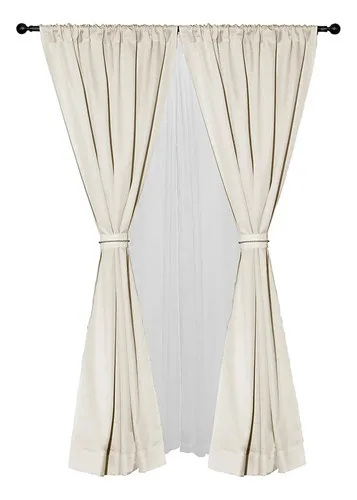 Cortina Pasa Tubo Poliéster 140x225 Cm Coral Claro