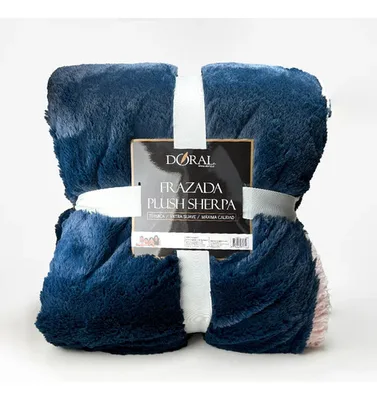 Frazada Plush Sherpa Térmica 1.5 Plazas Poliéster Azul