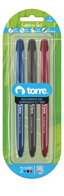 Bolígrafo Gel Borrable 3 Colores Punta 0.7mm Amarillo