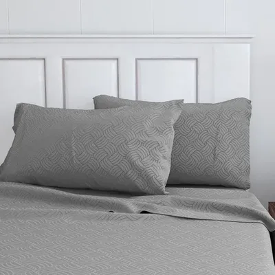 Set De Sábanas Embossed Ondas 2 Plazas Poliéster Gris