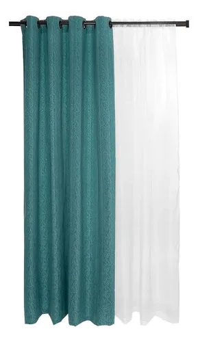 Set Cortinas Natales Polyalgodón Turquesa 8 Piezas Turquesa