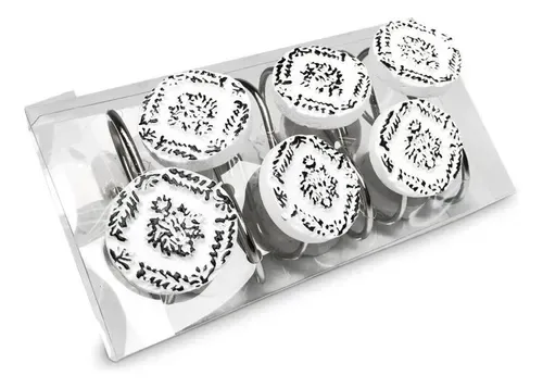 Set De 12 Ganchos Metálicos Decorativos Para Cortina Coral Claro