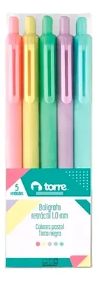 Set 5 Bolígrafos Pasta Negra Retráctil 1.0mm Negro
