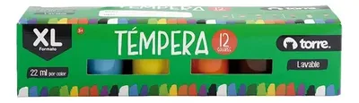 Temperas 12 Colores Lavables Torre Intensas
