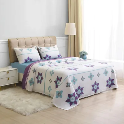 Set De Sábanas Polar 1.5 Plazas Flor De Loto Verde Oscuro