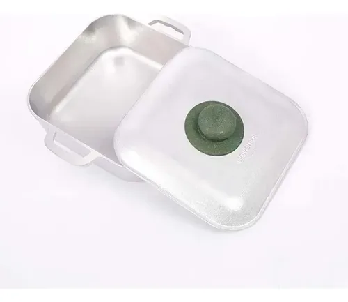 Caldero Aluminio Fundido Cuadrado 30cm Con Tapa