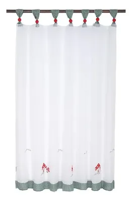 Paño Cortina Bordado Hongos Poliéster Cocina Coral Claro