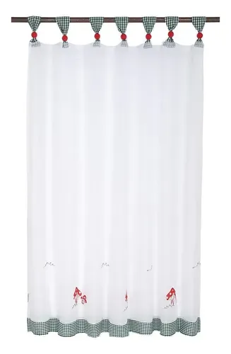 Paño Cortina Bordado Hongos Poliéster Cocina Coral Claro