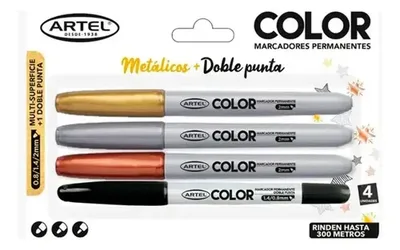 Set Marcadores Permanente Metálico Doble Punta