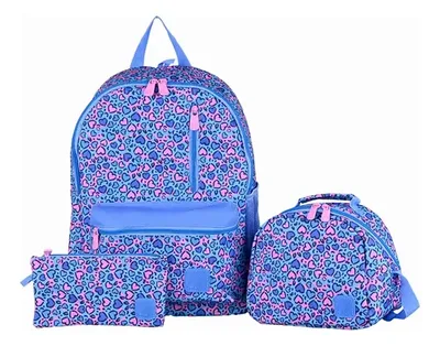 Mochila Escolar Infantil Set Completo 23l Azul Claro