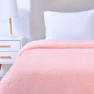 Frazada Sherpa Liso 2 Plazas Térmica Suave Turquesa