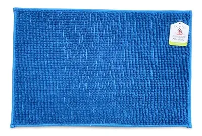 Piso De Baño Shaggy Antideslizante 40x60cm Azul