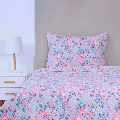 Quilt Reversible Poliéster 1.5 Plaza Mashini Coral Claro
