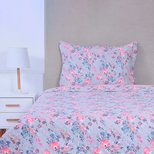 Quilt Reversible Poliéster 1.5 Plaza Mashini Coral Claro