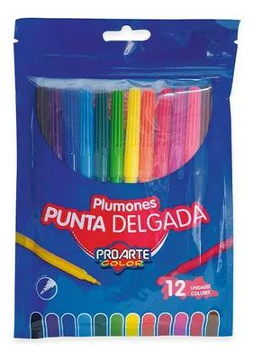 Plumón Punta Delgada 12 Colores Proarte