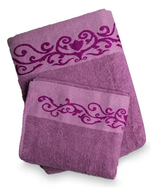 Set De 2 Toallas Bordadas Algodón Luxor Coral Claro