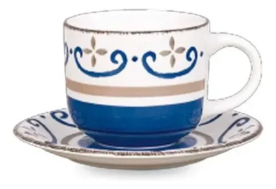 Set De Tazas Cerámica 6 Piezas Con Platillos