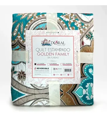 Quilt Hotpress Estampado Reversible 1.5 Plazas Poliéster Coral Claro
