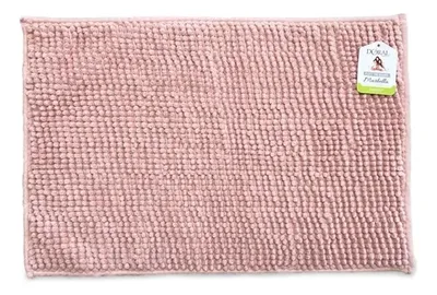 Piso De Baño Shaggy Antideslizante Rosado Coral Claro