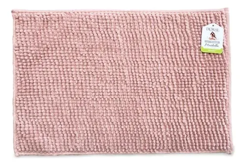 Piso De Baño Shaggy Antideslizante Rosado Coral Claro