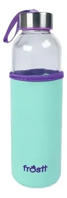 Botella De Vidrio 525ml Con Funda Neopreno Térmica Coral Claro