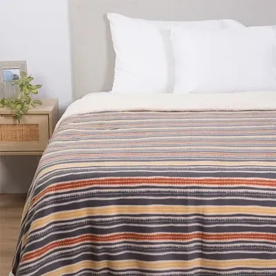 Frazada Polar Sherpa Estampada 2 Plazas Térmica Coral Claro