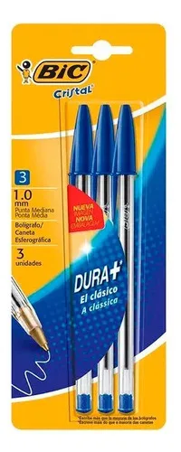 Bolígrafo Bic Cristal Azul Set 3 Unidades Amarillo