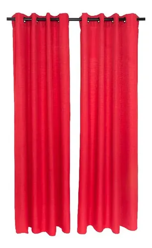 Cortina Continental Poliéster 2 Paños Rojo Rojo