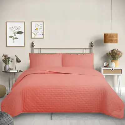 Quilt Reversible 2.5 Plazas Poliéster Deluxe Coral