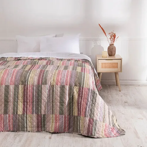 Quilt Castilla Reversible Microfibra 2.5 Plazas Coral Claro
