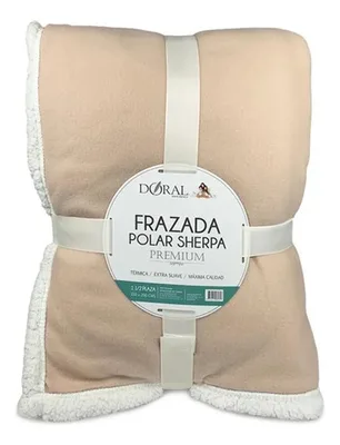Frazada Polar Sherpa Premium 1.5 Plazas Térmica Beige