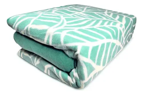 Set De Sábanas Polar Estampadas 2 Plazas Turquesa Verde Oscuro