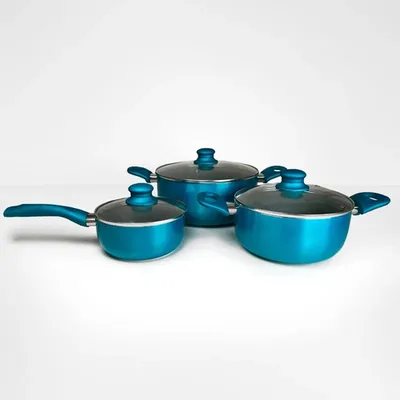 Batería De Cocina Aluminio Titanio 6 Piezas Antiadherente
