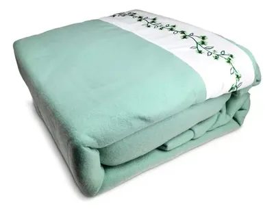 Set De Sábanas De Polar Bordadas 2 Plazas Celeste Celeste