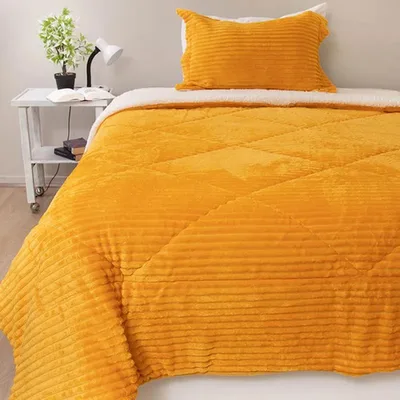 Cubrecama Sherpa Térmico 1.5 Plazas Poliéster Coral Claro