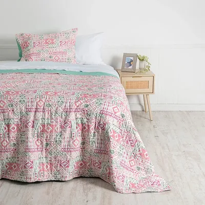 Quilt Cosido Patchwork 1.5 Plazas Poliéster Reversible