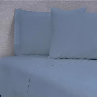 Set De Sábanas 144 Hilos 2 Plazas Algodón Poliéster Azul
