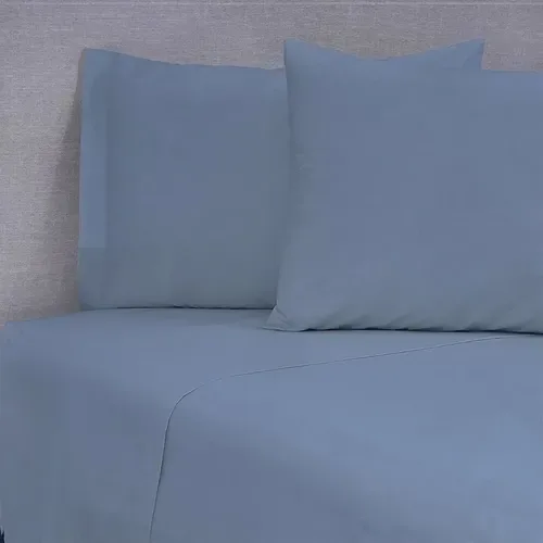 Set De Sábanas 144 Hilos 2 Plazas Algodón Poliéster Azul