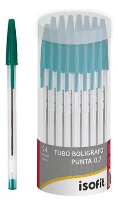 Bolígrafo Isofit 0.7mm Verde Tubo 24 Unidades Amarillo