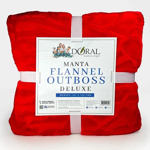 Manta Flannel Térmica Poliéster Roja Rojo