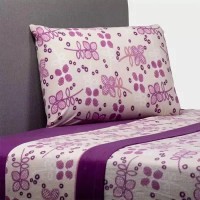 Set De Sábanas Polar Estampado 1 Plaza Poliéster Lila