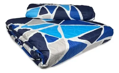 Quilt Reversible 1.5 Plazas Poliéster Triángulos Coral Claro