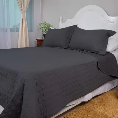 Quilt Velvety 2 Plazas Poliéster Negro Negro