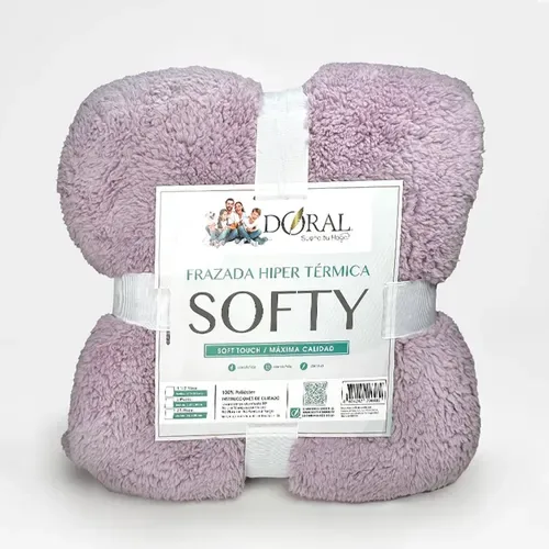 Frazada Softy Térmica Poliéster 1.5 Plazas Coral Claro