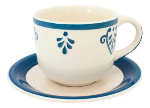 Set De Tazas Cerámica 6 Piezas Con Platillos