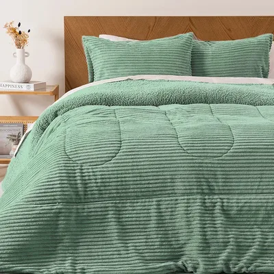 Plumón Corduroy Sherpa 2.5 Plazas Poliéster Celeste