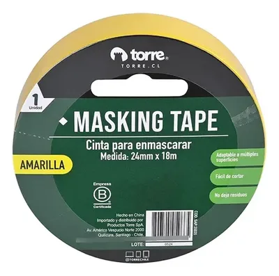 Cinta Masking Tape Amarilla 24mm Enmascarar