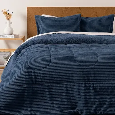 Plumón Corduroy Sherpa 2.5 Plazas Poliéster Azul